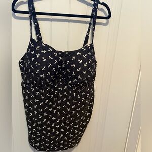 Torrid Black and White Anchor Print swim top